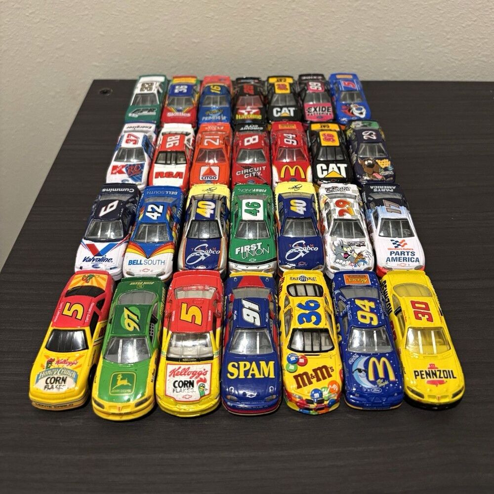 28 Assorted Lot Diecast NASCAR Stock Car Racing Cars, Multicolor Sponsor Logos